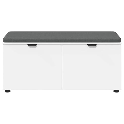 Banc à chaussures blanc avec compartiment de rangement et coussin - 7