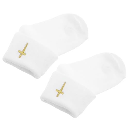 TOPPERFUN Patucos de Algodón para Bautizo de Recién Nacidos Calcetines Antideslizantes Puño Doblado y Bordado Decorativo para Bebés 0-1 Año Adecuados para Caminatas