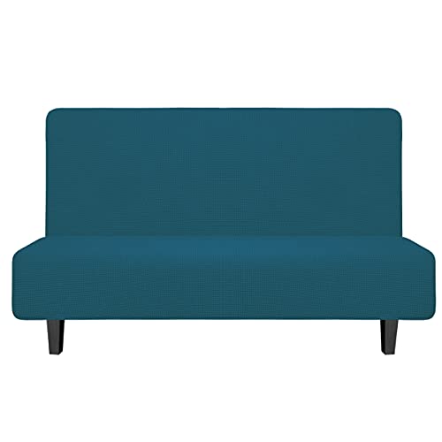 Image of Easy-Going Stretch Medium Futon Slipcover Armless Futon Cover Peacock Blue