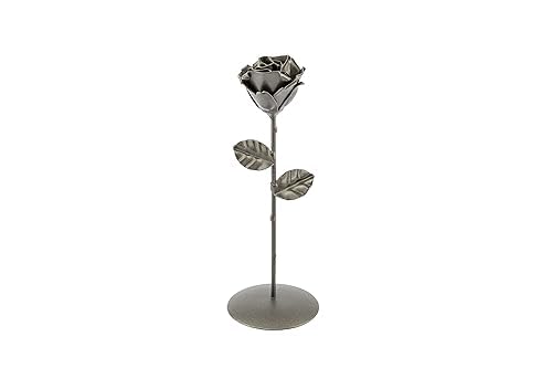 Forging Art Bcn® Eternal Wrought Iron Rose - Hand forged - Black (Round Base)