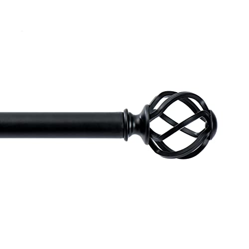 Window Treatment Finials,Twisted Cage Decorative Curtain Rod Finials,Fit For 1" Or 7/8" Curtain Rod With 1/4” - 20 Unc Screws Drapery Rod Replacement Finials,Set Of 2 (Matte Black) #TOP2