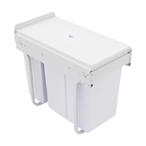 Caneca de basura doble para gabinete, 20L y 10L, blanca miniatura 2