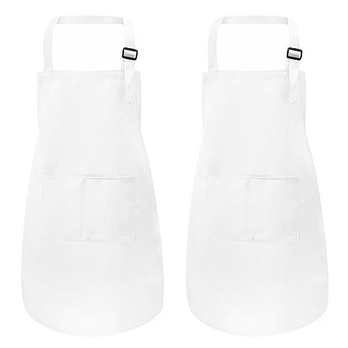 MEOGETY 2Pcs Kids Aprons Children Artists Apron with Pockets Adjustable Chef Aprons for Cooking Kitchen...