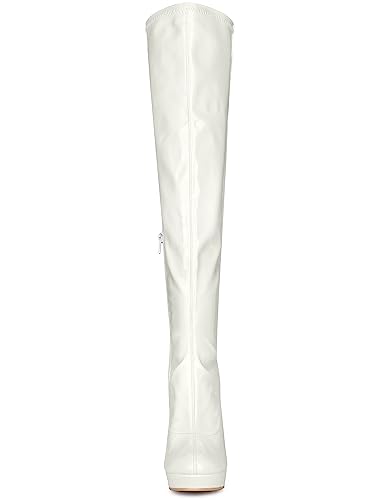 Allegra K Women's Platform Round Toe Chunky Heels Over The Knee High Boots2