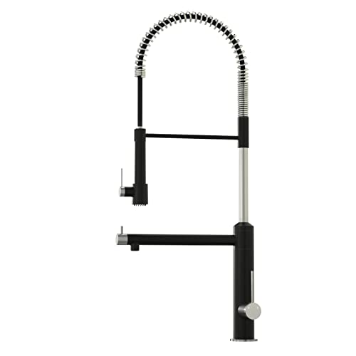 Cwm Black Kitchen Faucet With Sprayer - High Arch 2-Function Single Handle Commercial Kitchen Faucet Matte Black Stainless Steel Kitchen Sink Faucet With Pull-Down Spring Spout,26.61Inch #TOP21