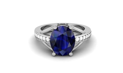 Image of LMDPRAJAPATIS 925 Sterling Silver Natural Emerald /Panna Loose Gemstone Silver Ring For Women And Men (Blue, 7)