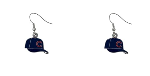Pro Specialties Group MLB Earrings, Team Colors, One Size, Small (Chicago Cubs J Hook Hat Earrings)