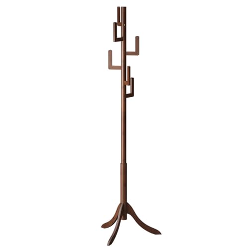 JS Ellie Percha de ropa moderna y sencilla, percha de suelo independiente, soporte triangular de carga estable, forma de cactus, adecuada para baño, dormitorio, oficina y sala de estar Walnut