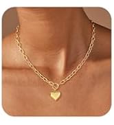 Bouzilli 14K Gold Plated Necklace for Women Sweatproof, Non Tarnish Chunky Layered Chain Necklace...
