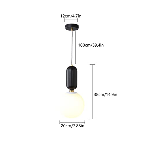 Lámpara colgante para sala de estar con pantalla globo blanco y cristal 6