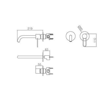 Technical diagram for IMEX GLT023/NG ETNA Built-in Basin Mixer Tap