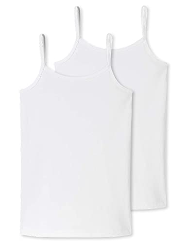Schiesser Mädchen 2 Pack Unterhemd Mit Spaghetti Träger - 95/5 Organic Bio Baumwolle Größe 140 Bis 176 Unterwäsche, Weiss_173527, 140 EU