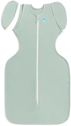 Love to Dream Swaddle Up Transition Bag - Arms Up Position - Light and Ultra Breathable Cotton - Twin Zip - Zip Off Wings - Spring, Summer - Sleep Bag - 0.2TOG - Olive, Medium (6-8.5kg)
