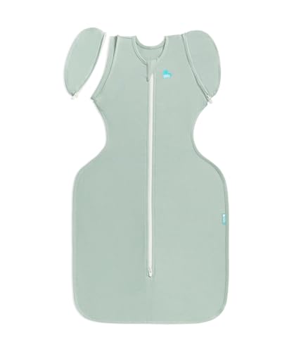 Love to Dream Swaddle Up Transition Bag - Arms Up Position - Light and Ultra Breathable Cotton - Twin Zip - Zip Off Wings - Spring, Summer - Sleep Bag - 0.2TOG - Olive, Medium (6-8.5kg)