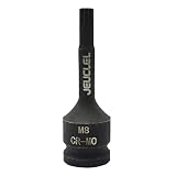 JEUCLEL M8 Impact Spline Bit Socket, 8mm Metric 1/2-Inch Impact Drive Triple Square Socket, Cr-Mo St