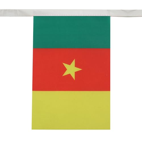 Image of AZ FLAG Cameroon 6 meters BUNTING Flag 20 flags 9'' x 6'' - Cameroonian STRING flags 15 x 21 cm