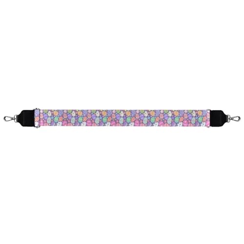 Image of Halloween Handbag Strap Canvas Purse Strap Colorful Bat Black Shoulder Strap Multicolor Bats Replacement Strap