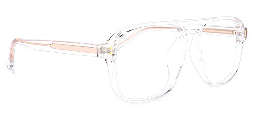 Image of Zeelool Retro TR90 Oversized Aviator Blue Light Blocking Glasses Computer Video Game for Women Men Willow TT217878-01 Crystal
