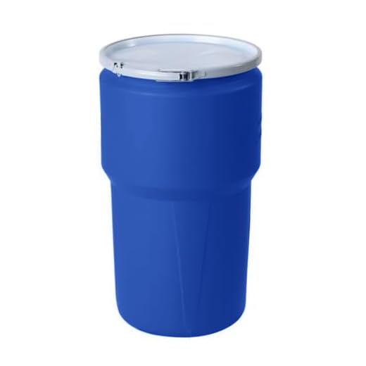 Eagle 14 Gallon High Density Polyethylene Lab Pack Barrel Drum with Metal Lever-lock Lid, 26.5" Height, 15" Diameter, Blue, 1610MB