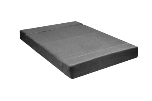 Image of Los Angeles Foldable 2 Seater Sofa Cum Bed, Sofa Bed 4 X 6 Ft, Jute Fabric Washable Cover Including Two Cushion Perfect for Living Room & Office Guest Room - Grey Color