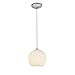 Japanese Lantern Glass Pendant - 1-Light 10"dia Pendant - Cord - Fluorescent - Brushed Steel Finish - White Lined Glass Shade