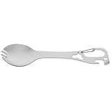 Abaodam Cubiertos Multifuncionales de Acero Inoxidable Tenedor, Cuchara y Abridor, Juego Portátil para Camping, Picnic y Senderismo Llavero, Utensilios de Viaje Resistentes y Compactos
