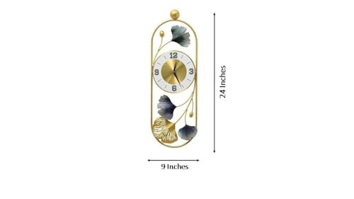 Image of FUNTEREST Decorative Metal Hanging Clock for Living Room Stylish Vintage Analog Wall Clock for Home Non-Ticking Antique Large Wall Clock for Bedroom,Office,Hall,Drawing Room (Clock - 3)