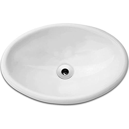 Cuba Sobrepor Oval 43,5cmx31cm sem Mesa e sem Ladrão Celite Branco