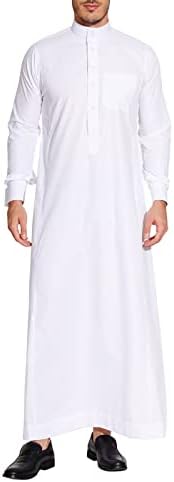 Arabic Thobe Saudi Style Men’s Arab Robe Men’s Muslim Clothes Ramadan Middle East Ethnic Clothes Cuff Sleeve Size 60