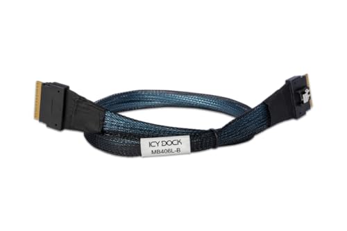 Câble SlimSAS SFF-8654 8i anti-interférence 50cm Icy Dock MB406L-B flux d'air optimisé