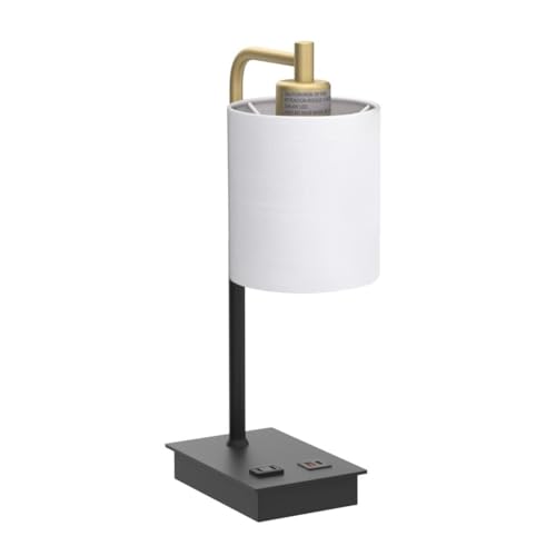 Mafeiyan Touch Control Table Lamp 3-Way Dimmable Modern Bedside Nightstand Lamp with USB Type C Port 1 AC Outlet Desk Lamp with White Linen Shade for Children Office Dorm, Bulb Included