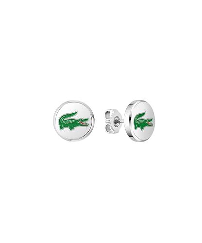 Lacoste Boucles D'oreilles Puces pour Homme Collection ARTHOR en Acier Inoxydable avec un Crocodile Lacoste en Émail Vert - 2040497