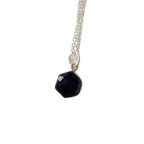 Protection de la force : collier argent 925 et onyx noir hexagonal