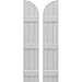 Ekena Millwork ARW401BQ311X58STH Americraft Three 3 Exterior Real Wood Joined Board-n-Batten Shutters w/Arch Top (Per Pair), 10 1/2"W x 58"H, Hailstorm Gray
