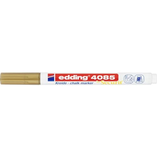 edding 4085 marcador de tiza - oro - 1 rotulador de tiza - punta redonda 1-2 mm - rotuladores para cristal borrables - para pizarras, vidrio y espejos - tiza líquida de cobertura opaca