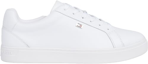 Tommy Hilfiger Damen Court Sneaker Schuhe aus Leder, Weiß (White), 40