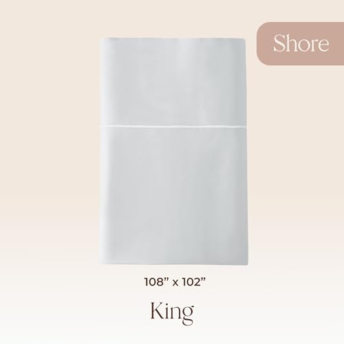 Image of Certified Organic King Flat Sheet Only - 100% Organic Cotton Top Sheet with Luxurious Soft and Breathable 300 Thread Count Sateen Weave Finish - GOTS & Fairtrade Certified (Shore, King)