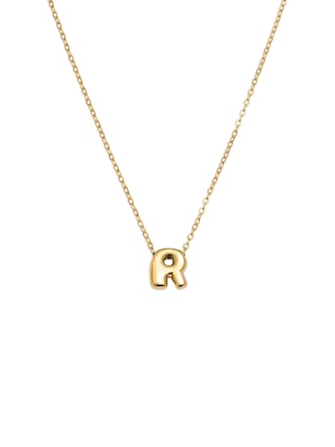 SINGULARU - Collar Hailey Letter. Acero con Baño en Oro de 18 Kt. Joyas Para Mujer. Letra R