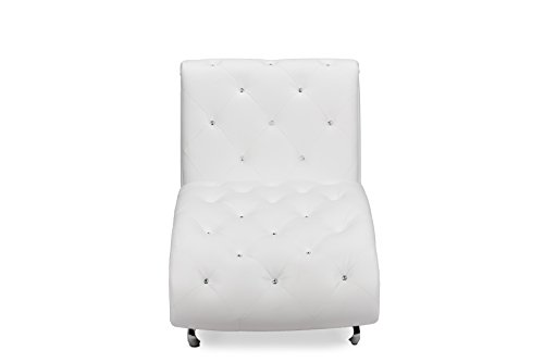 image for Baxton Studio Pease Contemporary Faux Leather Upholstered Crystal Butt