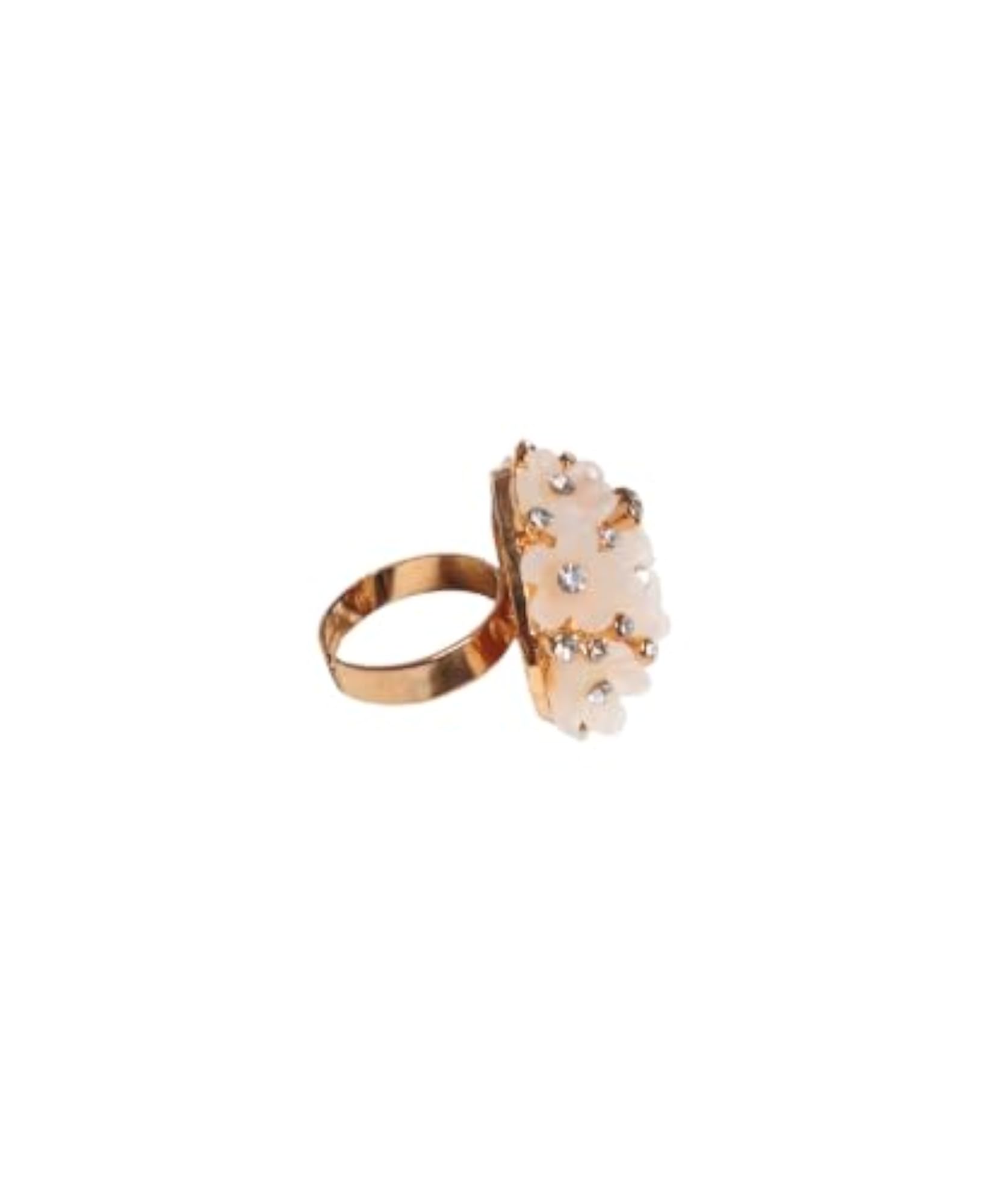Ivory Bouquet Crystal Enamel White Ring