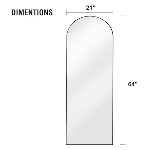 Image of OGCAU 64 inchx21 inch Arched Full Length Mirror, Floor Full Body Mirror, Black