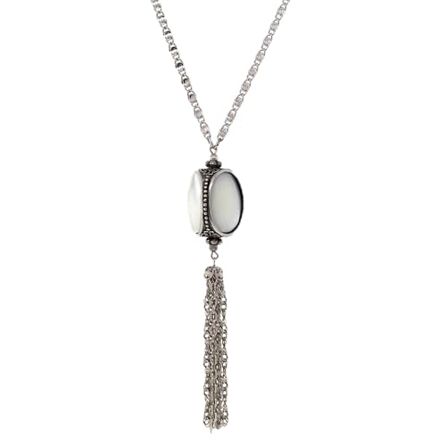 1928 Jewelry Pewter Costume Mother Of Pearl 3 Sided Spinner