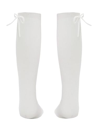 Baby Girls Knee High Socks Toddler Stretchy Stockings Cotton Bow Newborn Cable Knit Tube Long Socks2