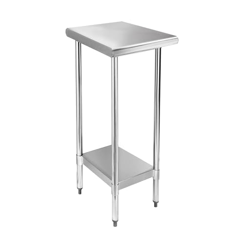 Image of STABLEINK NSF Stainless Steel Small Table 12x24 Inches, Metal Prep & Work Table with Adjustable Undershelf, for Commercial Kitchen, Restaurant, Hotel and Garage