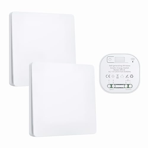Interruptor inalámbrico RF433Mhz autoalimentado con receptor e interruptor de 2 grupos