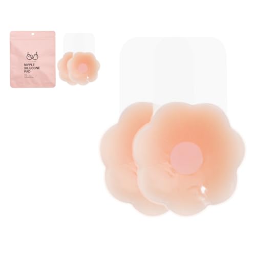 Pezoneras de Silicona Reutilizables Push up, Cubiertas Adhesivas para Pezones, Protectores de Pezón de Silicona, Tapa Pezones, Pezoneras Antideslizantes Invisibles, 6.5cm, Forma Petalo