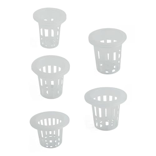 FUANA 50 cestas hidropónicas para plantar, reutilizables de malla de plástico para cultivo sin tierra, adecuadas para verduras y frutas de hojas, transparente F