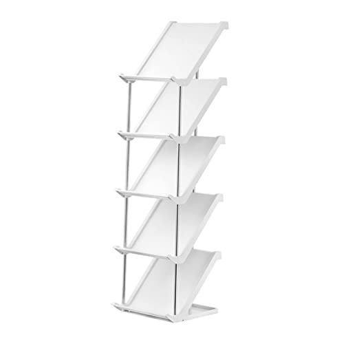 entré skohylla Stapelbar Skohylla I 4/5 Våningar Vita Skoställ I Rostfritt Stål Smala Skoställ DIY Lutande Skohylla För Garderob, Entré, Sovrum Fristående skoställ (Color : 5-Tier)