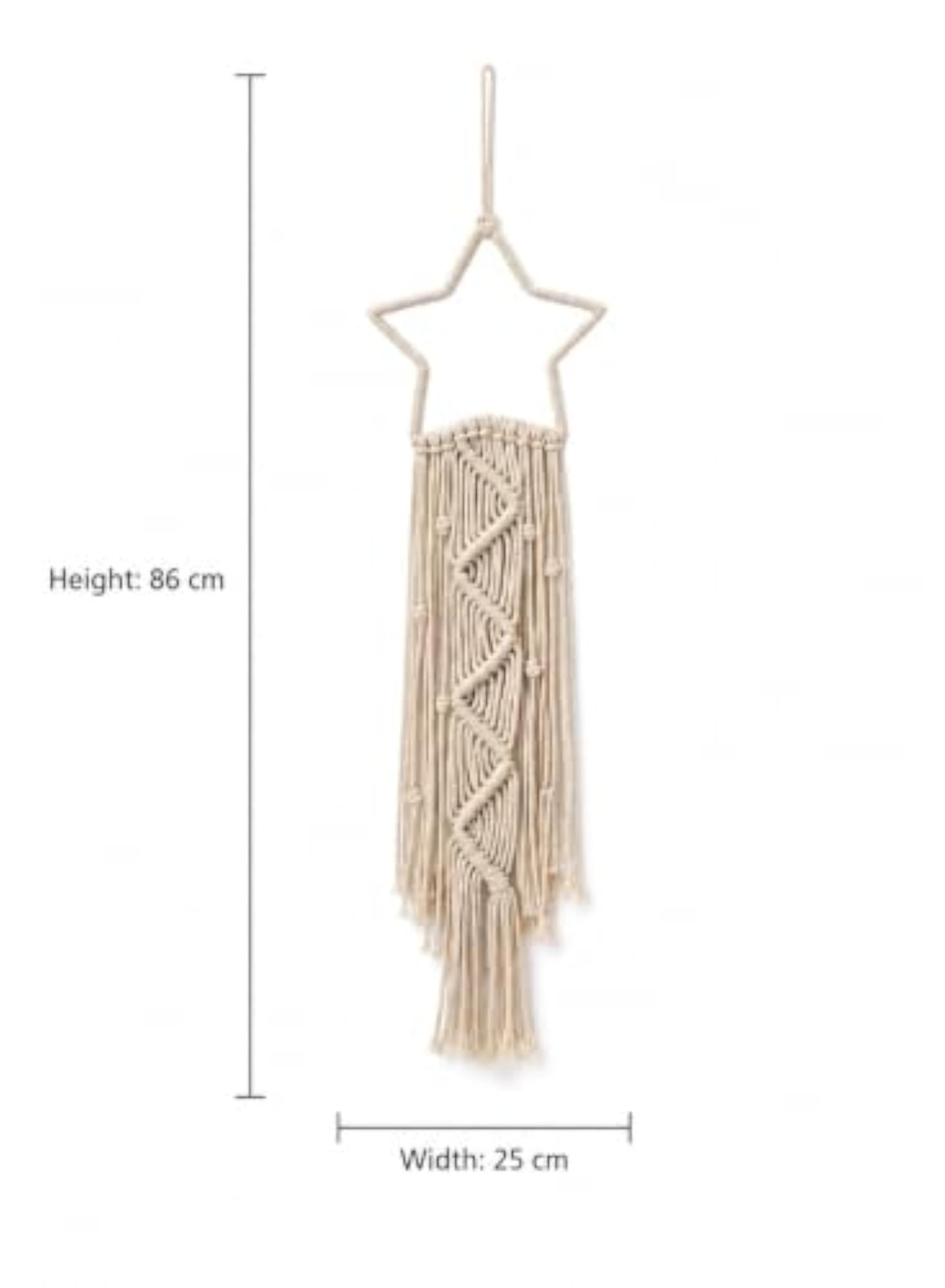 Macrame Star Dreamcatcher Wall Hanging, Off White Decor