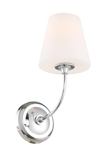 Image of Crystorama Libby Langdon Sylvan 1 Light Polished Chrome Sconce with Sconce with Glass Shade